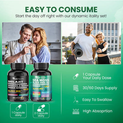 Sea Moss & Shilajit Dynamic Vitality Bundle - 60 Count